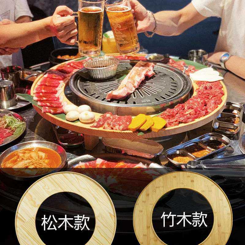 火锅店呼啦圈木制圆盘套餐盘网红涮火锅盘子日韩烤肉火锅羊肉菜盘