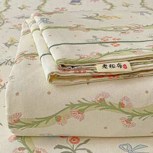 A类100全棉老粗布简约单品床单纯色单双人纯棉亚麻被单枕套三件套