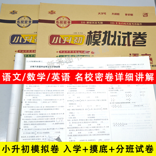 优派小升初语文数学英语模拟卷分班摸底测试卷子六年级新初一复习预习试卷百所名师名校出题真题全套模拟卷子分类专项训练衔接教材