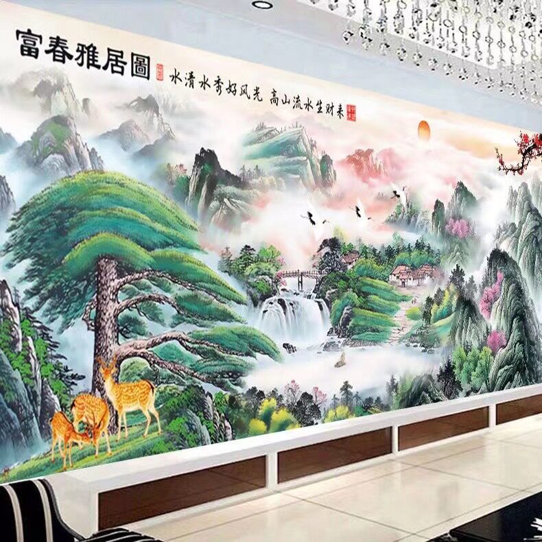 富春雅居图十字绣新款印花大幅线绣客厅山水风景十字绣自己绣