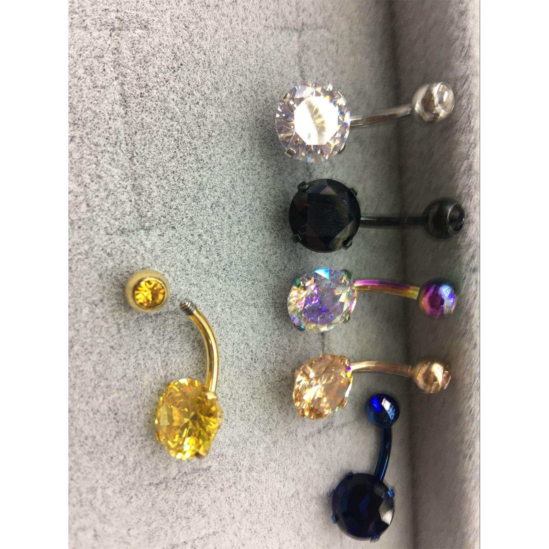 锆石肚脐环带钻肚脐钉肚脐扣欧美肚脐饰品双锆石肚脐环亚马逊热销