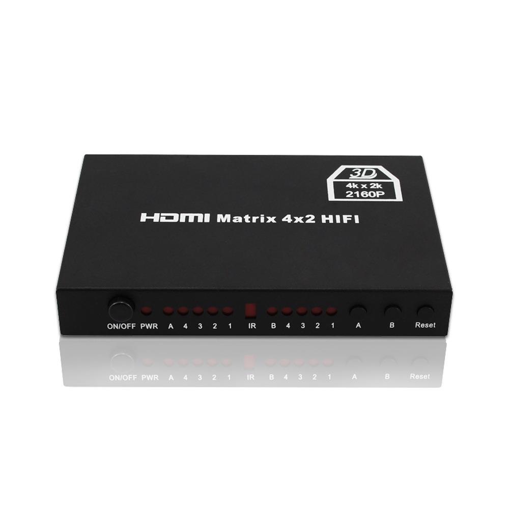 HDMI矩阵四进二出4X2matrix迷你铁壳4K切换分配器音频分离回传器