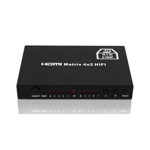 HDMI矩阵四进二出4X2matrix迷你铁壳4K切换分配器音频分离回传器