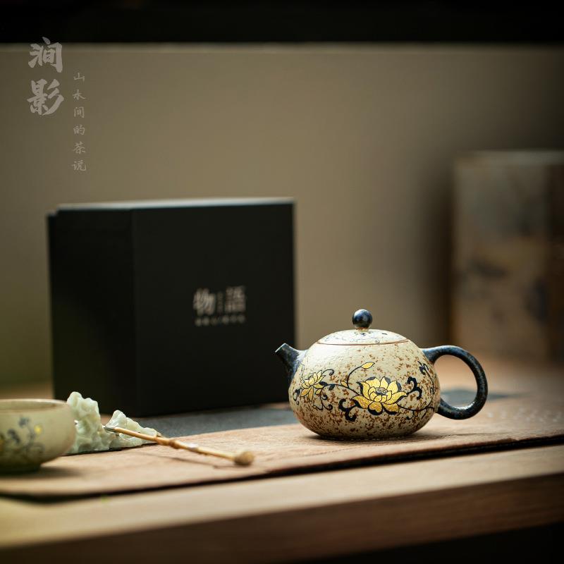 陶瓷茶壶泡茶家用高颜值西施壶复古青花缠连枝单壶带过滤茶水壶