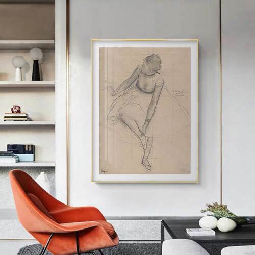 顽皮芭蕾舞者女孩肖像 德加Degas 印象派大师小众作品 书房装饰画