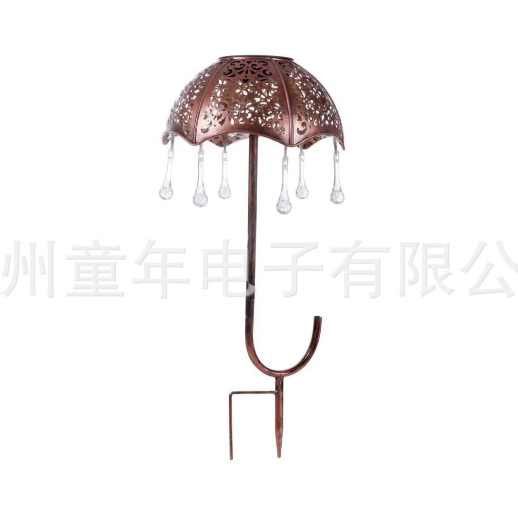 太阳能铁艺雨伞灯装饰庭院灯插地景观花园氛围LED草坪灯彩色雨伞