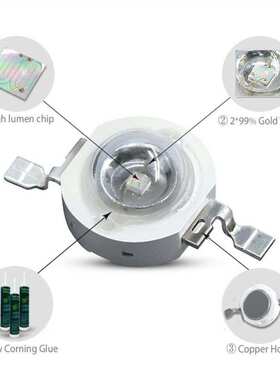 厂家供应 3W紫色 395-400nm 大功率1W紫光灯珠 仿流明LED紫灯灯珠