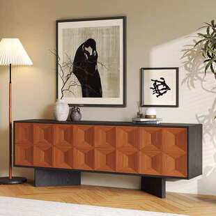 法式中古风实木雕刻客厅电视柜斗柜复古黑加柚木储物柜客厅收纳柜