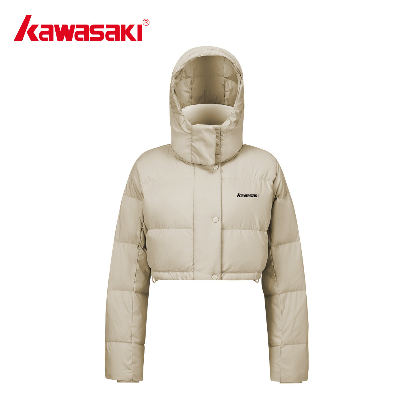 Kawasaki川崎正品女装运动外套户外连帽羽绒服冬季保暖健身瑜伽服