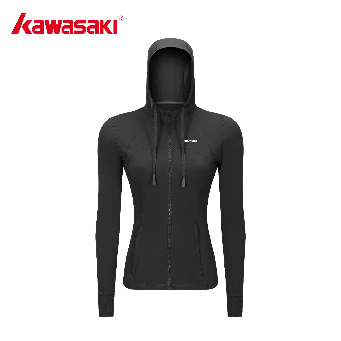 kawasaki川崎正品健身外套瑜伽服冬季跑步训练上衣女士运动衫卫衣
