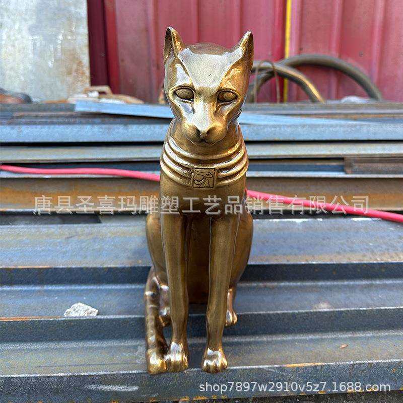 纯铜猫狗动物雕塑落地摆件招财纳福前台两侧工艺品厂家制作铸铜铁