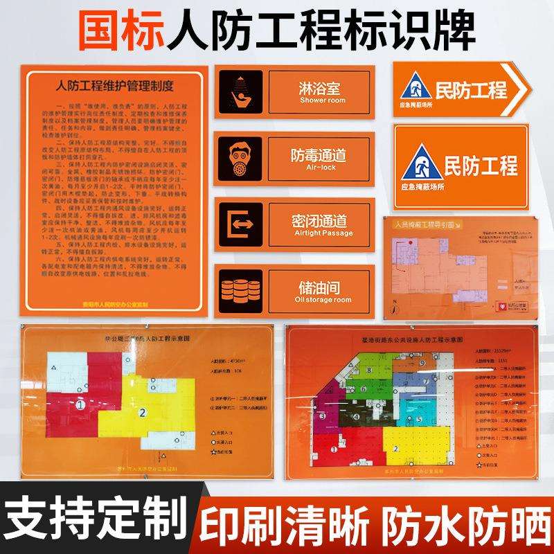 制作人防标识牌应急人民防空工程标识标牌民防亚克力反光指示牌