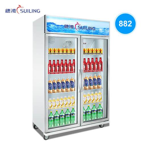 穗凌LG4-882M2F立式双门饮料冰柜商用单温风冷展示保鲜冰箱冷藏柜