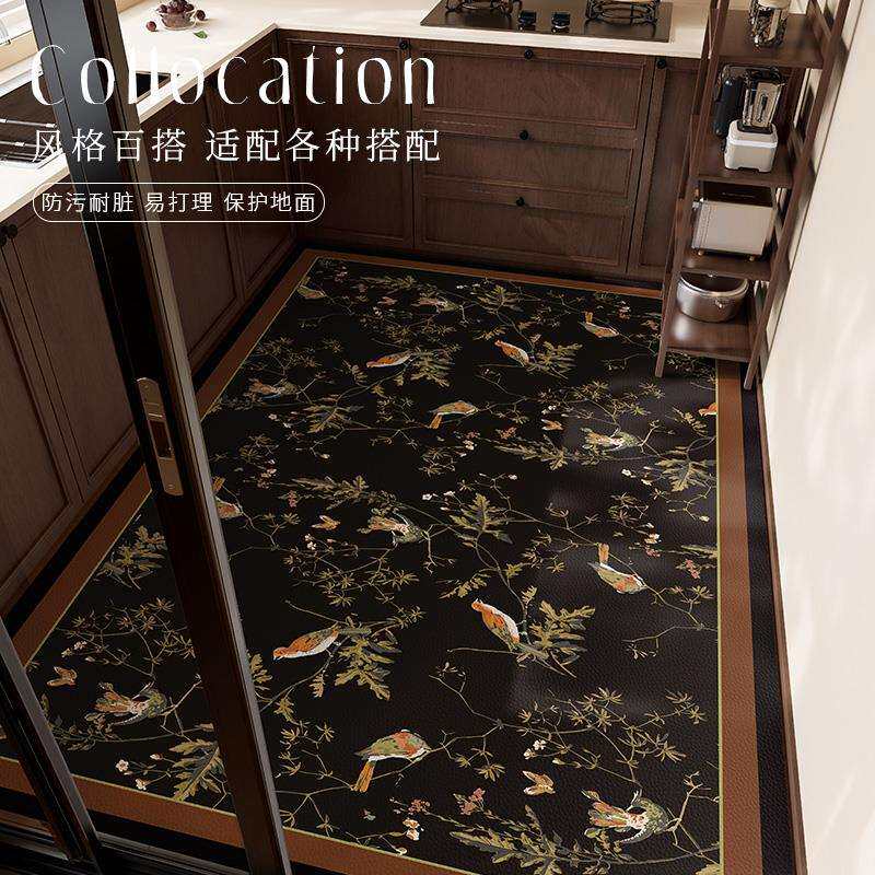 美式厨房大面积全铺地垫防水整铺pvc防滑防油可擦免洗皮革脚垫