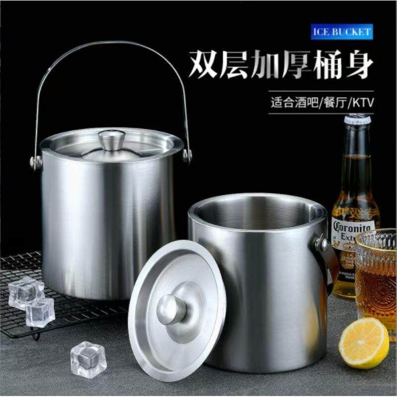 厂家不锈钢双层保冷冰桶手提KTV酒吧啤酒红酒冰桶