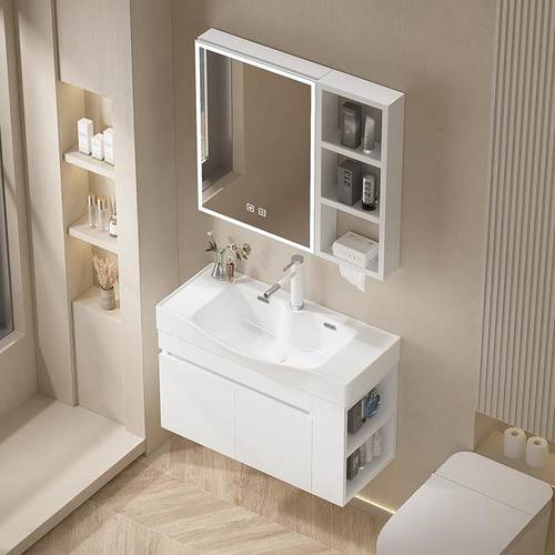 窄长型浴室柜组合小户型实木盆柜简约厕所洗漱台洗脸盆32-38CM宽