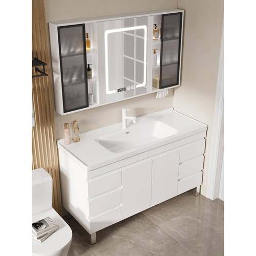 新款浴室柜组合陶瓷一体盆现代简约洗脸洗手盆柜卫生间洗漱台落地