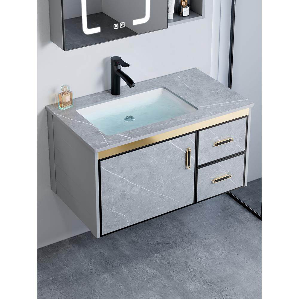 卫生间洗手盆柜组合太空铝浴室柜一体陶瓷小户型洗脸盆家用洗漱台