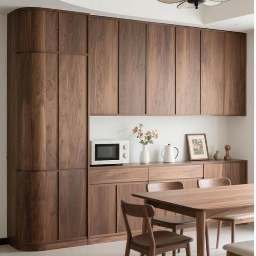 中古风全屋定制北美黑胡桃木原木餐边柜骨骼线餐厅大酒柜工厂定做