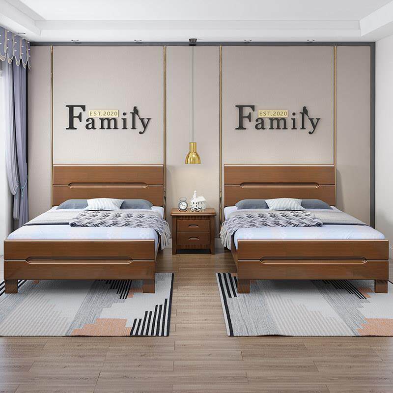 橡木实木床1.2米单人床1.35小户型0.9小床1.8m气压高箱储物床家用