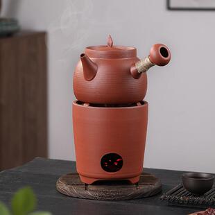 红泥砂铫壶手工薄胎跳盖壶家用侧把陶瓷烧水泡茶壶煮茶明火薄锅仔