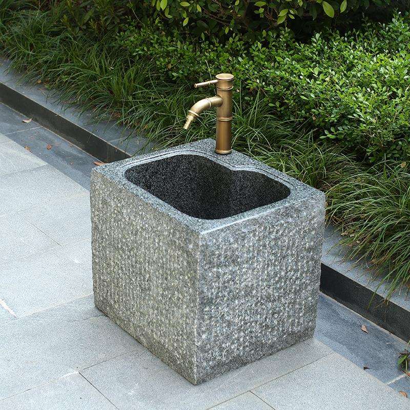 户外庭院一体拖布池大理石洗拖把池阳台家用卫生间石头艺术墩布池