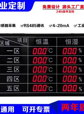 车间多路温湿度电子看板工业RS485通信噪音LED显示屏4-20MA模拟量