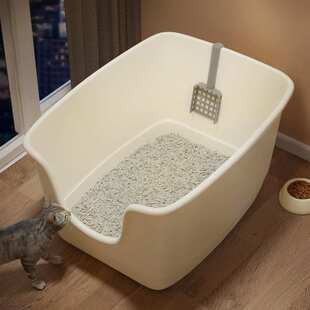 多可特半封闭猫砂盆号防外溅全开放式猫屎盆高围栏防带砂猫厕