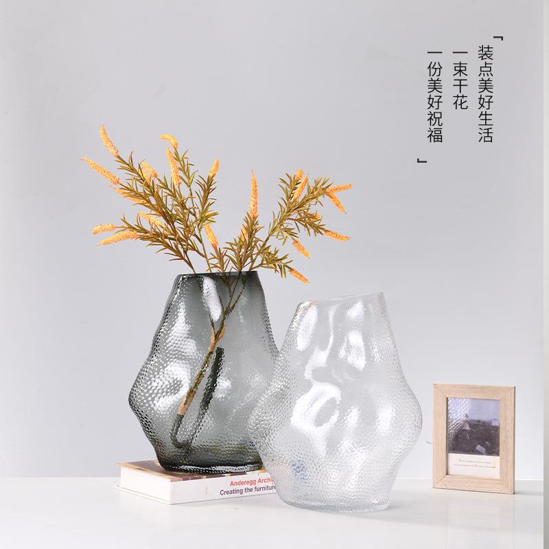 轻奢花瓶摆件客厅创意简约水养插花鲜花玻璃原色透明北欧餐桌装饰