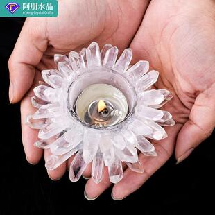 天然水晶原石烛台白水晶单晶体烛台创意家具烛台节日浪漫氛围摆件