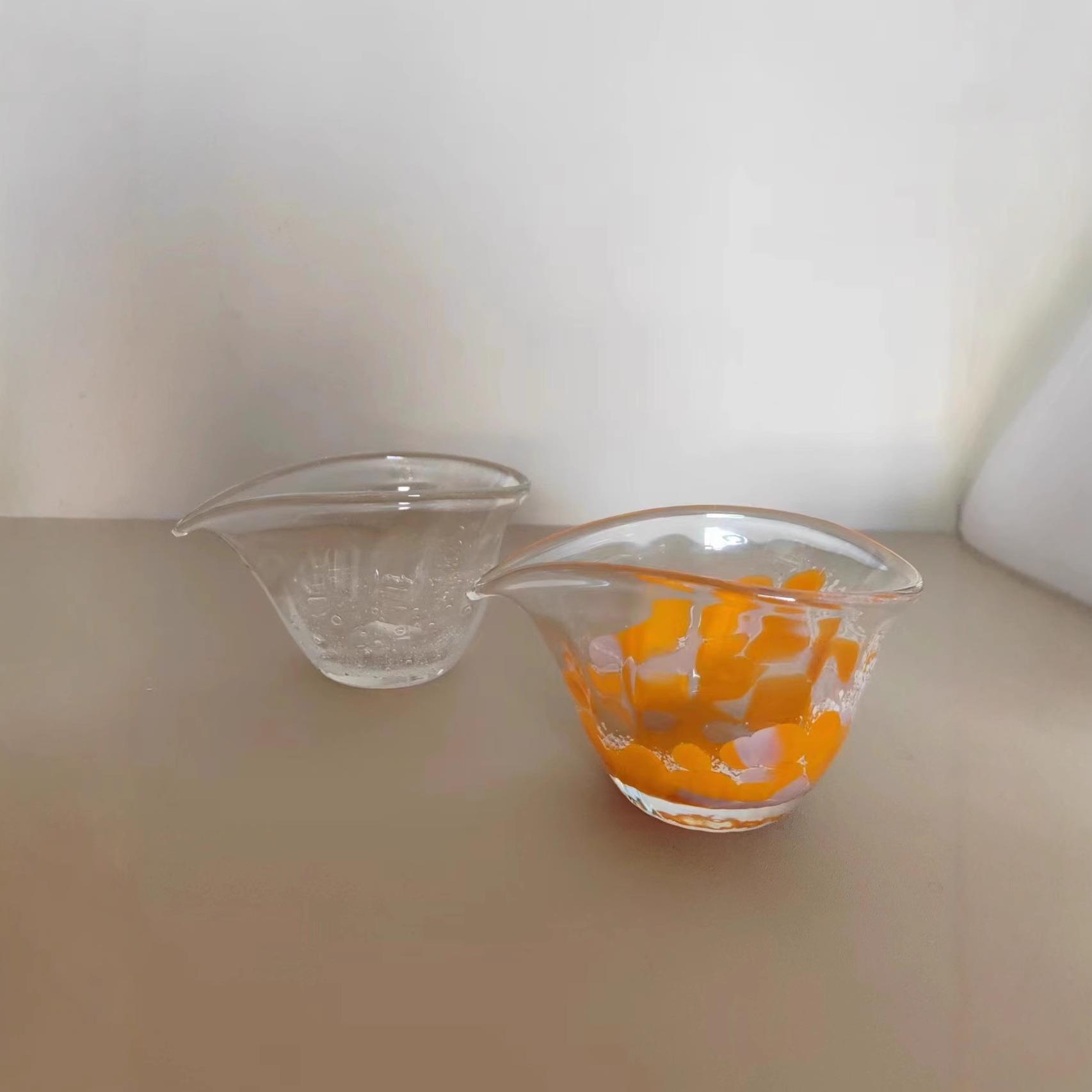 水晶玻璃公道杯高档中式茶具加厚气泡公杯分茶器高端彩点茶中