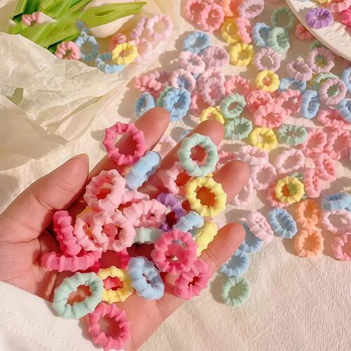 女宝宝小孩头绳不伤发竹节发圈彩色毛巾圈扎马尾耐用高弹力发饰
