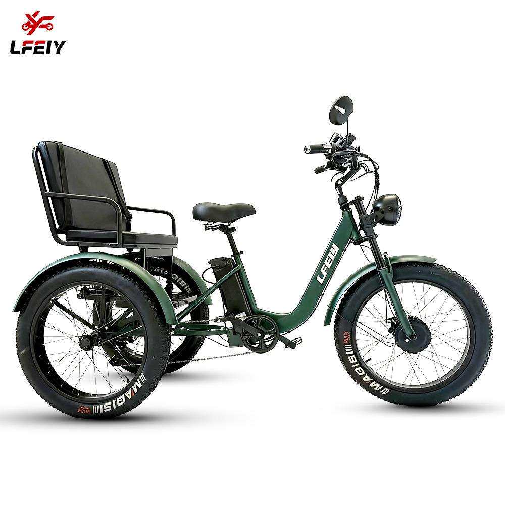 LFEIY热销载人大座椅胖胎电动助力三轮车胖胎雪地三轮自行车锂电