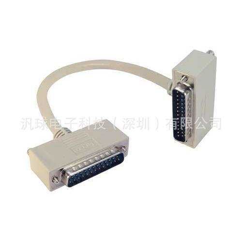L-COM CSMNRA25-4MM 25针D-Sub线缆 DB25公头/直角4型出线公头