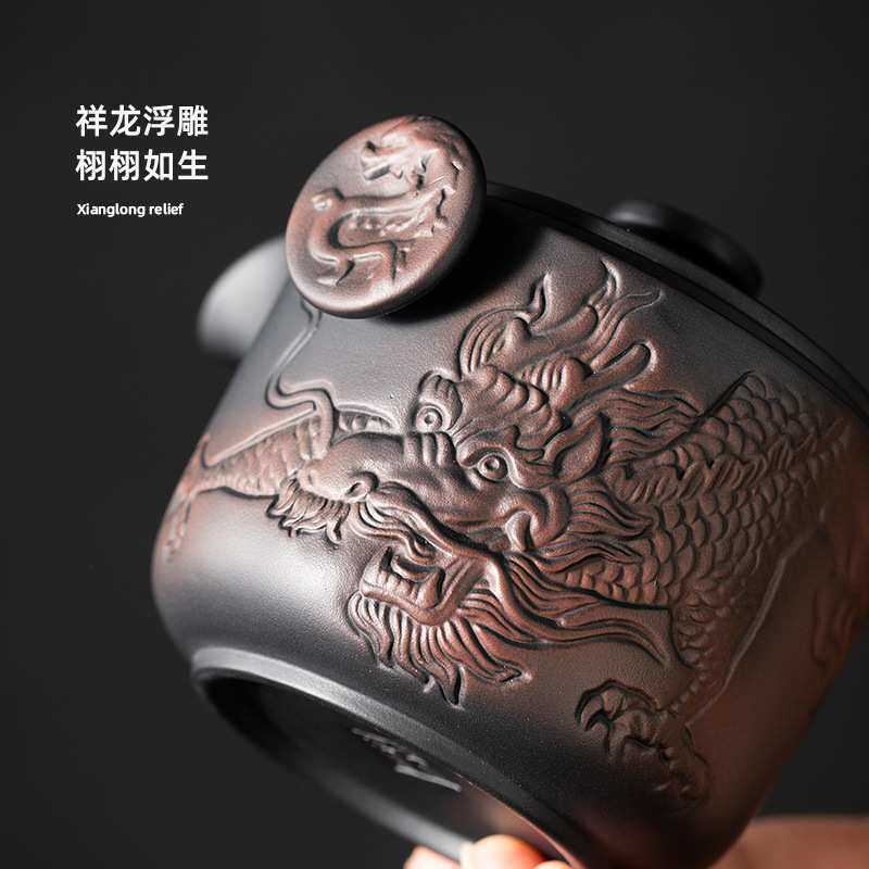 快客杯一壶一杯单个人专用紫陶手抓泡茶壶茶杯露营便携式旅行茶具