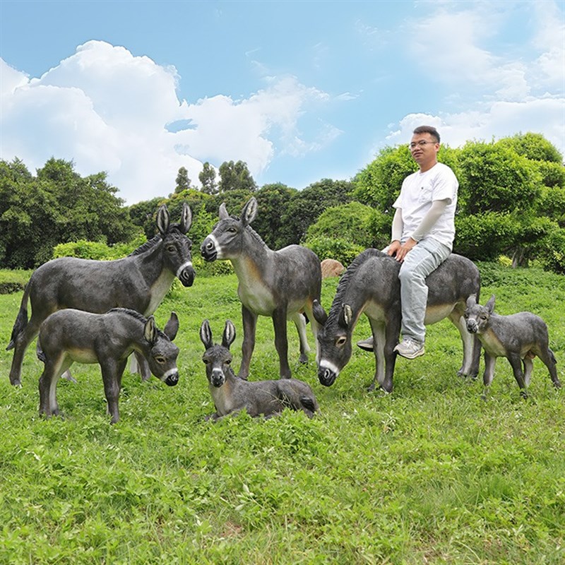玻璃钢仿真毛驴雕塑商场景区步行街驴肉火烧店铺装饰品动物大摆件