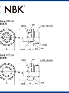 NBK QLGSL-B 油位窗 SUS303 标准款 可使用温度 100°C 源头工厂