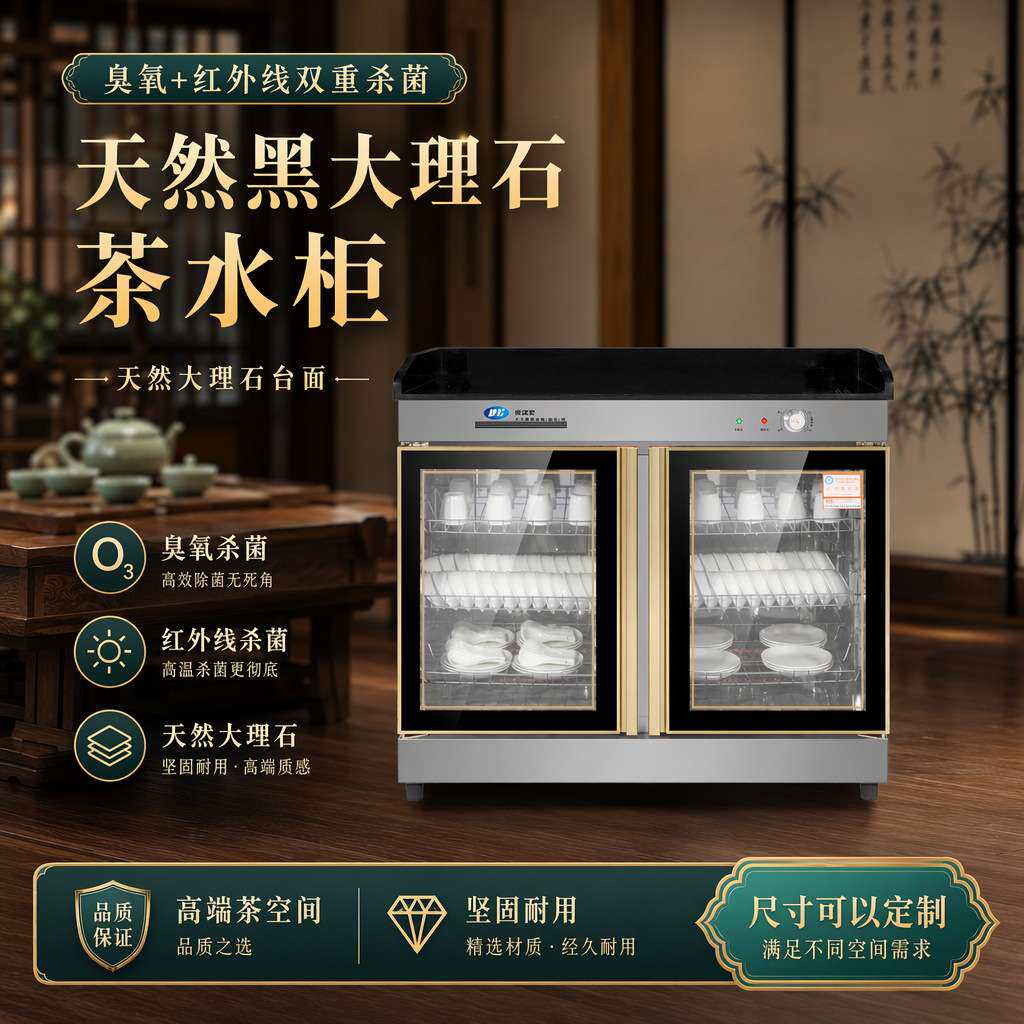厨房消毒柜 大理石餐具家用茶具茶水柜 双门不锈钢茶水消毒柜
