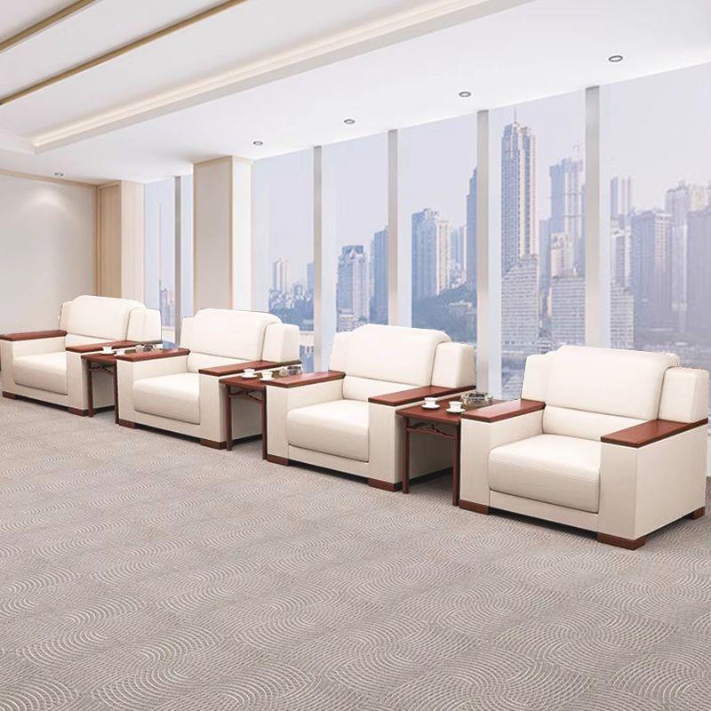 办公会议沙发现代简约贵宾商务接待室会客真皮单人位沙发茶几套装
