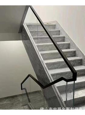 铝合金方型黑色玻璃U槽扶手面管别墅楼梯玻璃铝U槽扶手U型铝槽