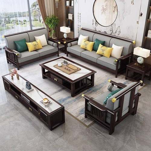 新中式全实木沙发组合中国风现代中式轻奢简约款大小户型客厅家具