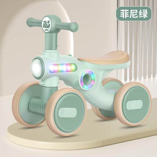 儿童平衡车学步车1-3-6岁男女宝宝无脚踏防侧翻四轮扭扭车发光轮