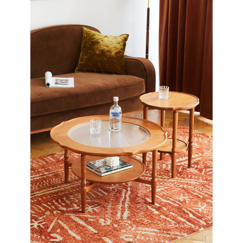 邮差来敲门/北欧实木茶几日式小户型沙发圆边几樱桃木客厅小茶桌