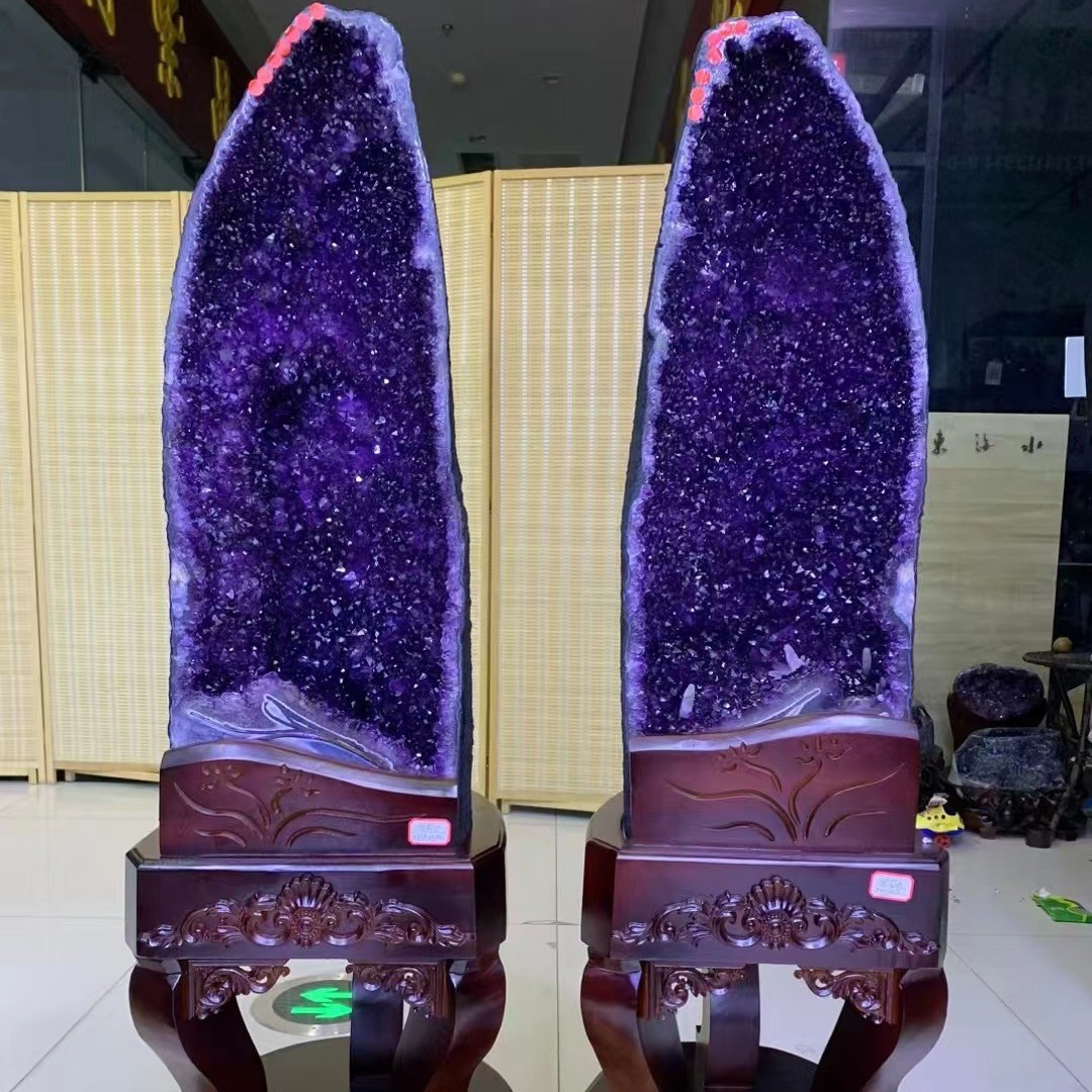 天然原矿紫水晶洞摆件巴西乌拉圭水晶原石聚宝盆办公家居摆件