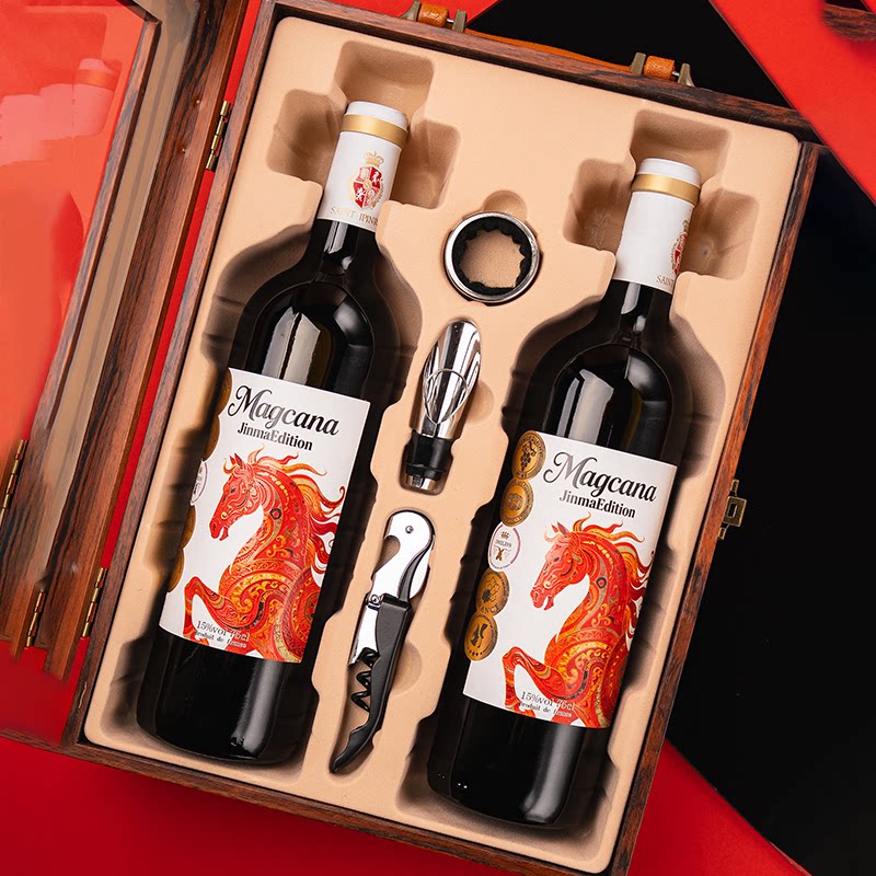 玛格卡纳法国原酒进口干红葡萄酒 金马纪念版 酒精度15度 礼盒装