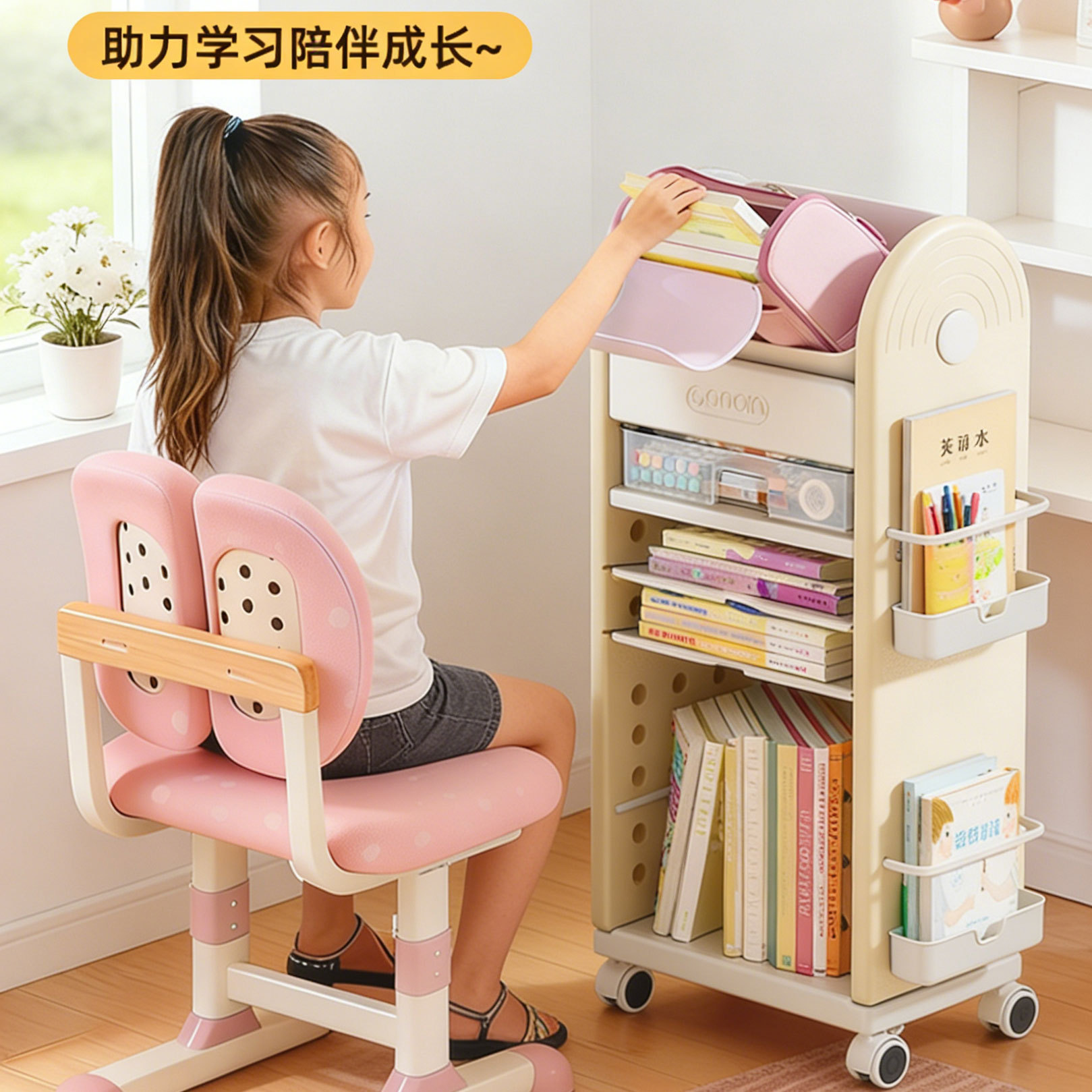 现货可移动书包置物架家用多层多功能分区收纳神器 带抽屉收纳架