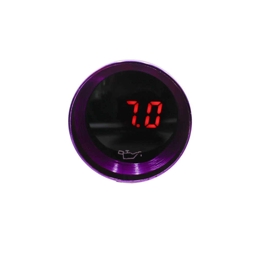 厂家直销汽车改装油压表仪表12V37mm紫色外壳数显油压表通用款