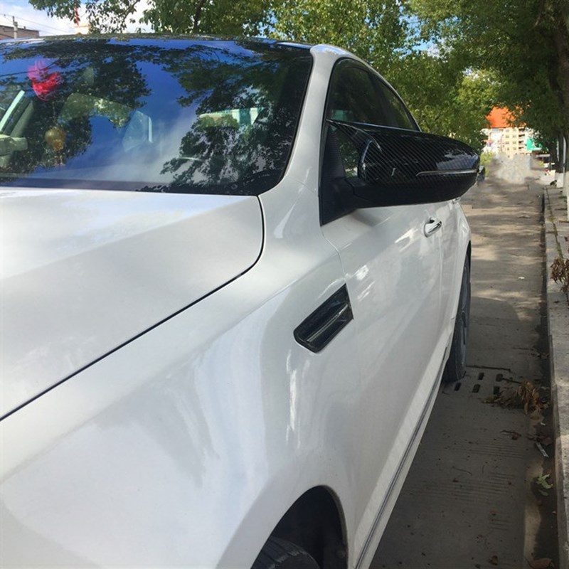 适用起亚K5款11-15年碳纤维后视倒车镜牛角恶魔耳外壳盖改装