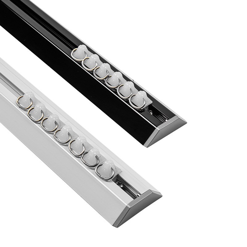 慕池铝合金V型轨道超薄静音免打孔轨道吸顶飘窗内开窗单双轨