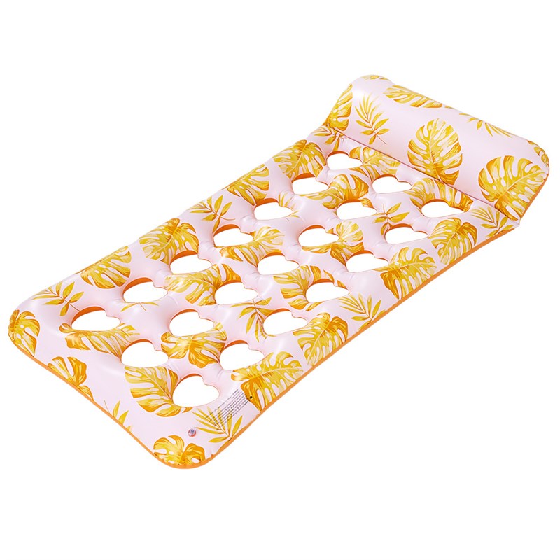 现货网红充气水上沙发网布靠背枫叶躺椅成人泳池浮排树叶浮床